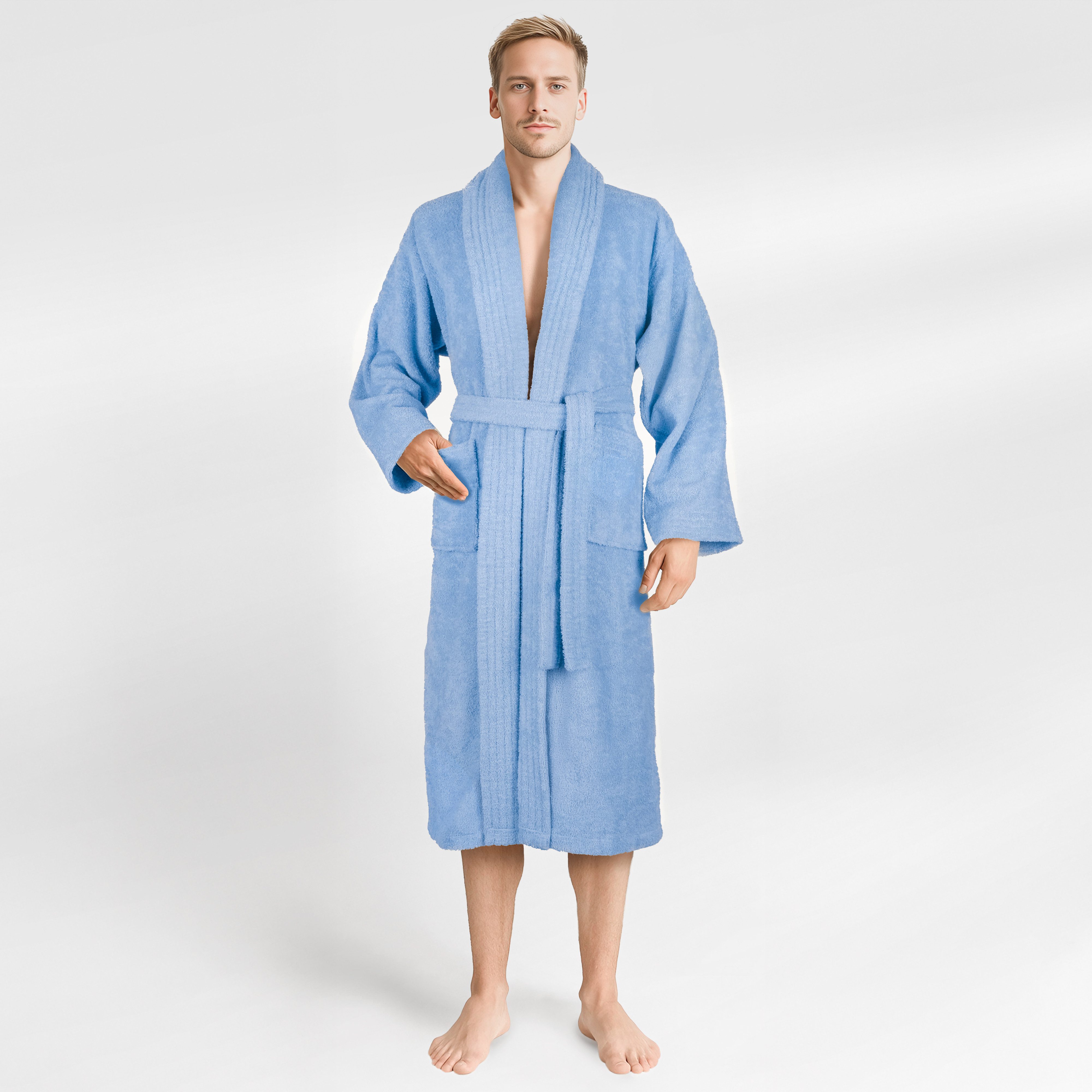 Herrenbademantel hergestellt aus 100% Baumwolle – 380 g/m² Frottee, mit Taschen