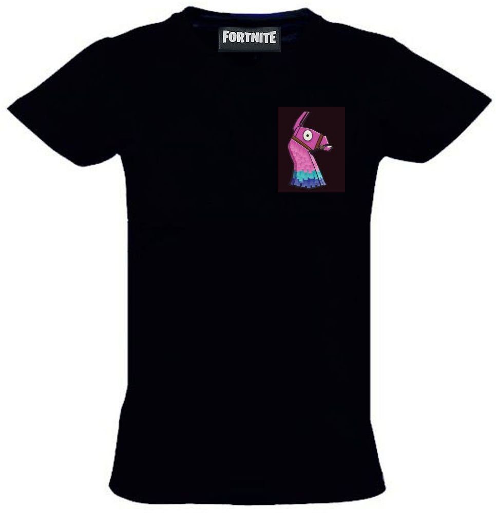 Fortnite Print-Shirt FORTNITE T-Shirt Schwarz Lama klein Kinder +  Jugendliche Größen 140 152 164 176 cm Körperhöhe