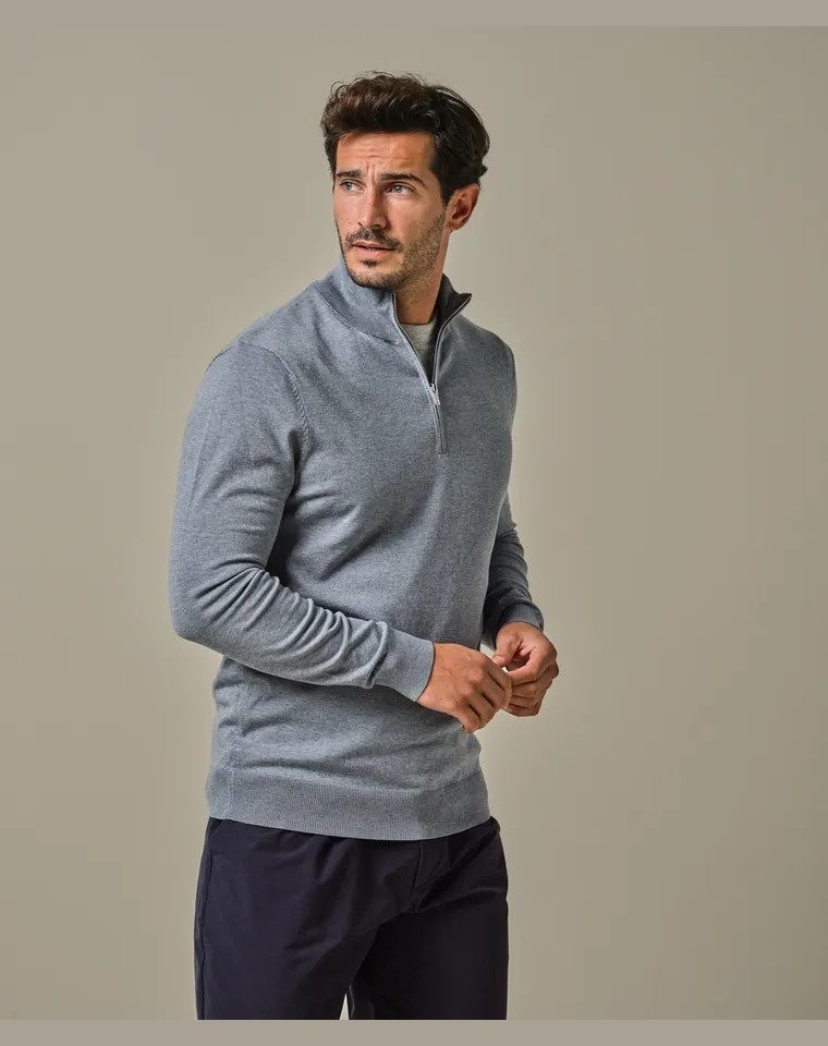 Profuomo Troyer PULLOVER HALF ZIP LS BLUE
