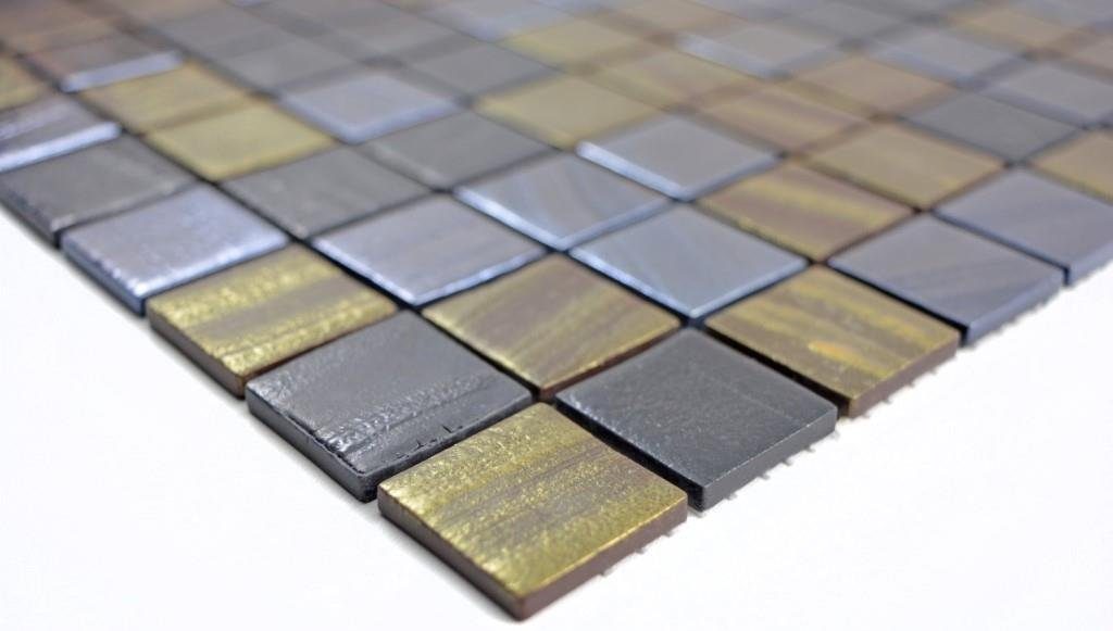 Mosani Glasmosaik schwarz anthrazit matt Mosaikfliesen mix Recycling Matten 10 satin /