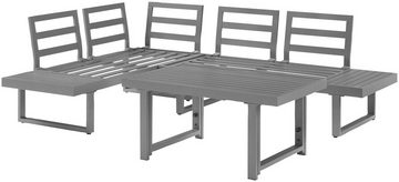 KONIFERA Gartenlounge-Set Hamburg, (Set, 14-tlg., Tisch:100x60x60/40cm,abnehmbare Rückenlehnen,individuell aufstellbar), höhenverstellbarer Tisch, inkl. Schutzhülle, Aluminiumgestell