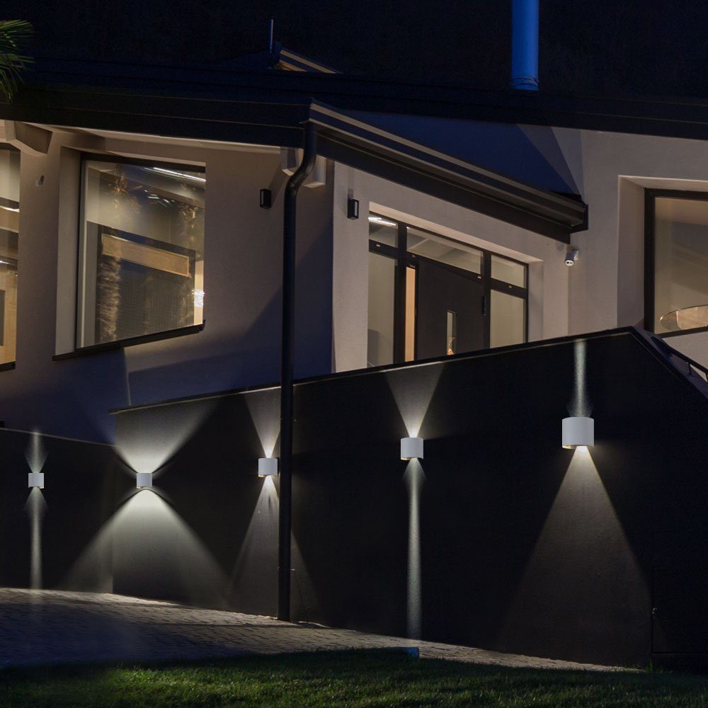 etc-shop Effekt Terrassen Bereich LED fest Außen LED-Leuchtmittel Neutralweiß, Flügel Leuchte Außen-Wandleuchte, Wand verbaut, DOWN Lampe UP