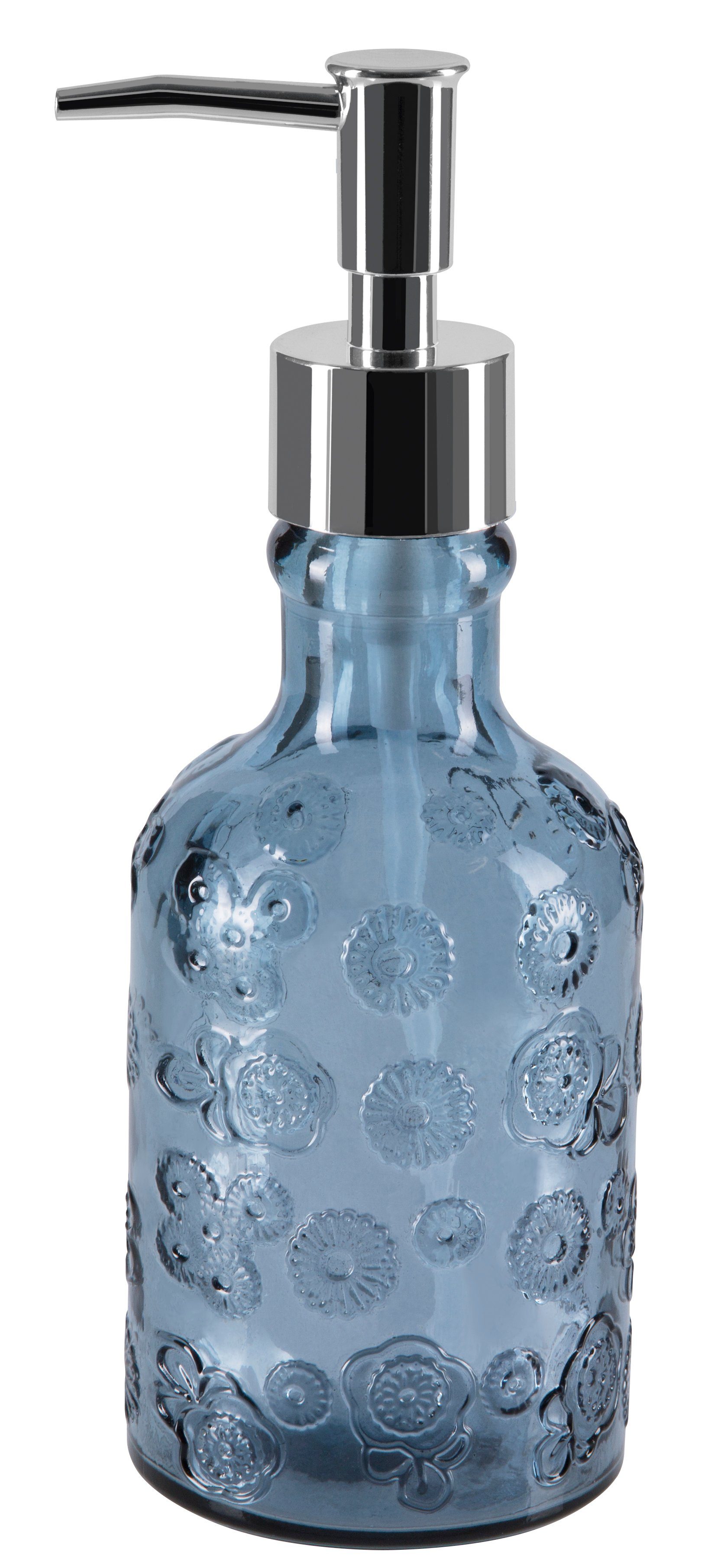 spirella Seifenspender exklusives ml, Oberflächenstruktur Design, in Europe, Made in 300 blau Glas, 3D-Optik, 100% recyceltes CARLITA