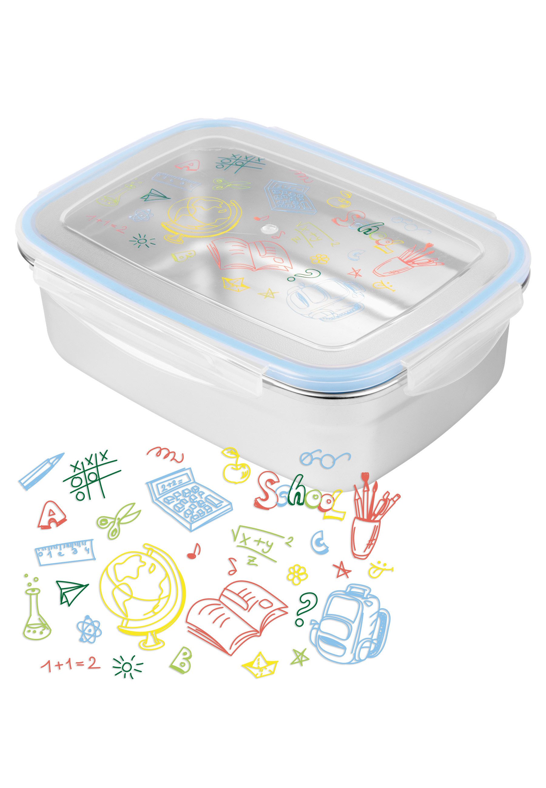 United Labels® Lunchbox Back to school Edelstahl Brotdose Lunchbox Metall Butterbrotdose, Edelstahl/Kunststoff