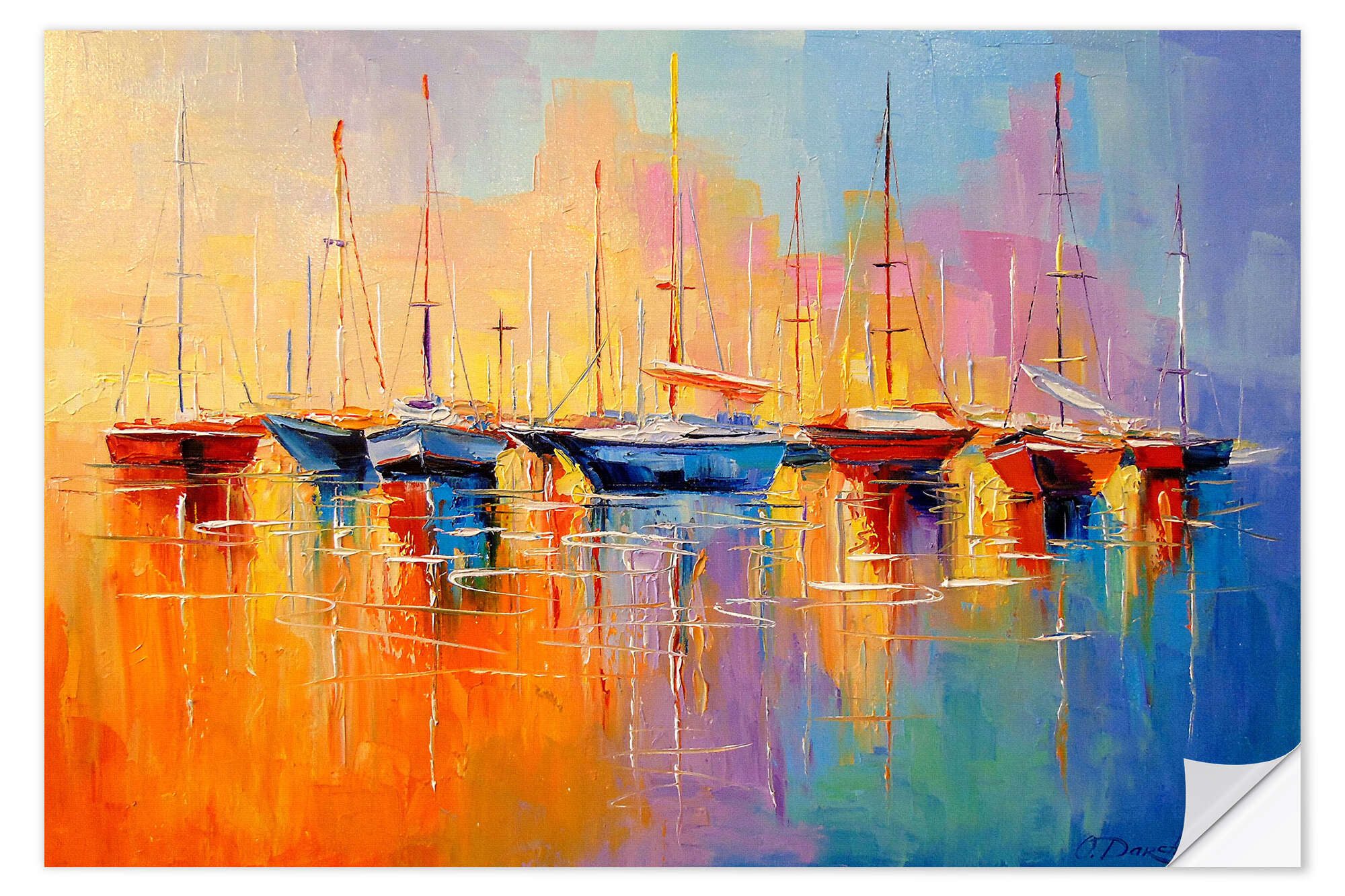 Posterlounge Плакат Olha Darchuk, Boote, Wohnzimmer Maritim Malerei
