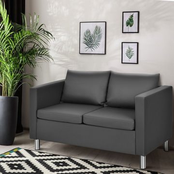 COSTWAY 2-Sitzer, Loungesofa mit 2 Kissen, gepolstert, Kunstleder, 120cm