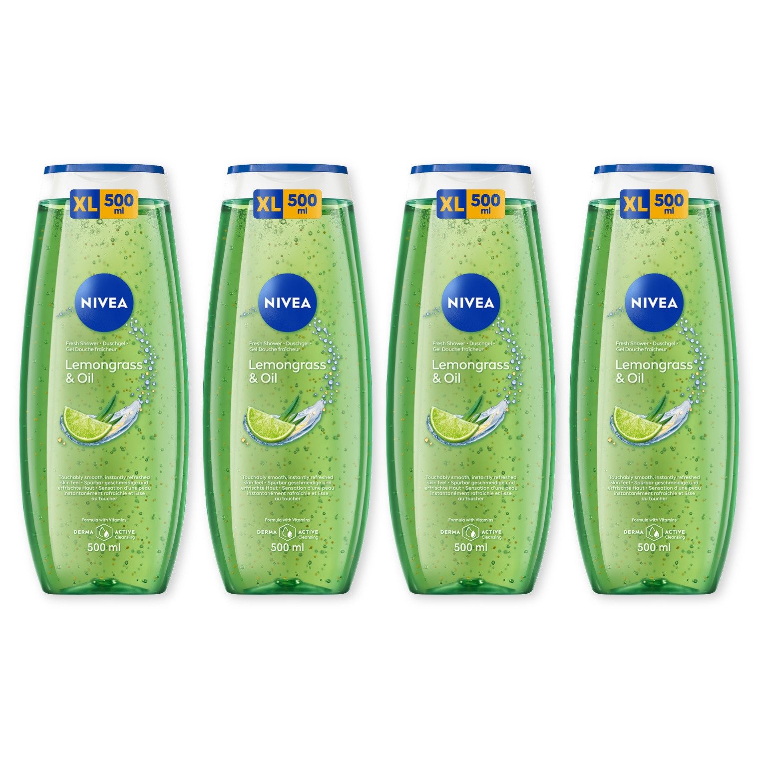 Nivea Duschgel Pflegedusche Lemongrass & Oil 4 x 500 ml, 4-tlg.