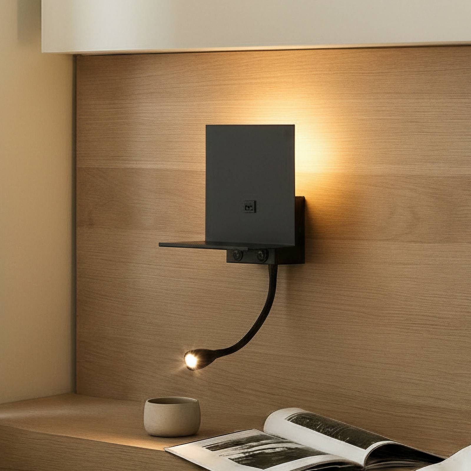 Lindby Wandleuchte Thorid, LED, Metall, Schwarz warmweiß IP20, 1 x 8 W G9 exkl. + 1 W LED inkl., warmweiß