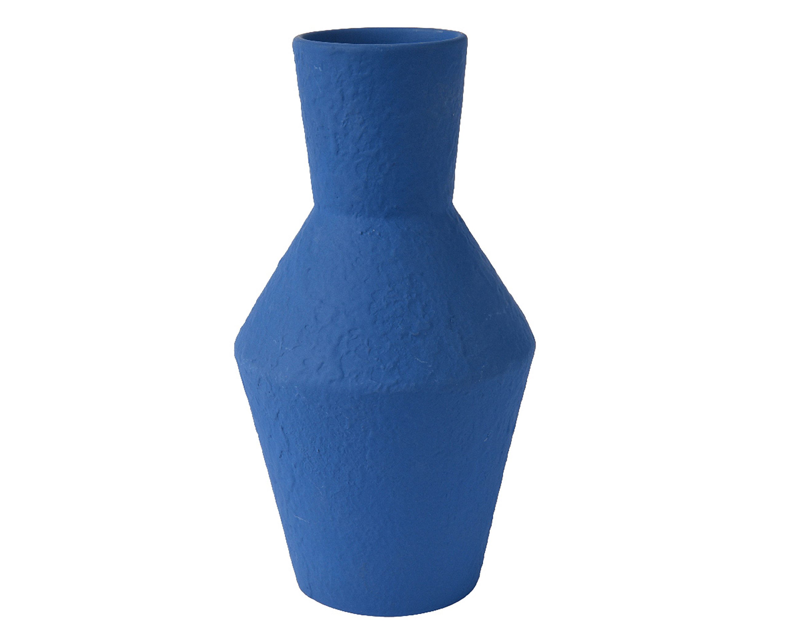 Decoris season decorations Dekovase, Vase / Blumenvase Terrakotta 11x21cm handgemacht blau