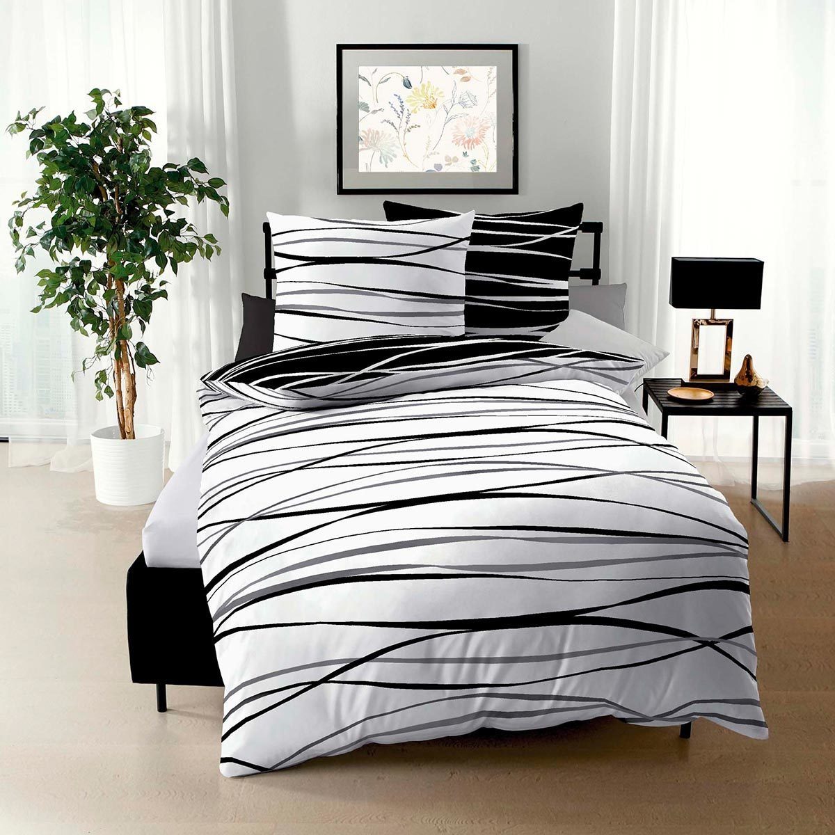 BETTWARENSHOP Bettwäsche Satinmotion black&white, Mako Satin, günstig online kaufen