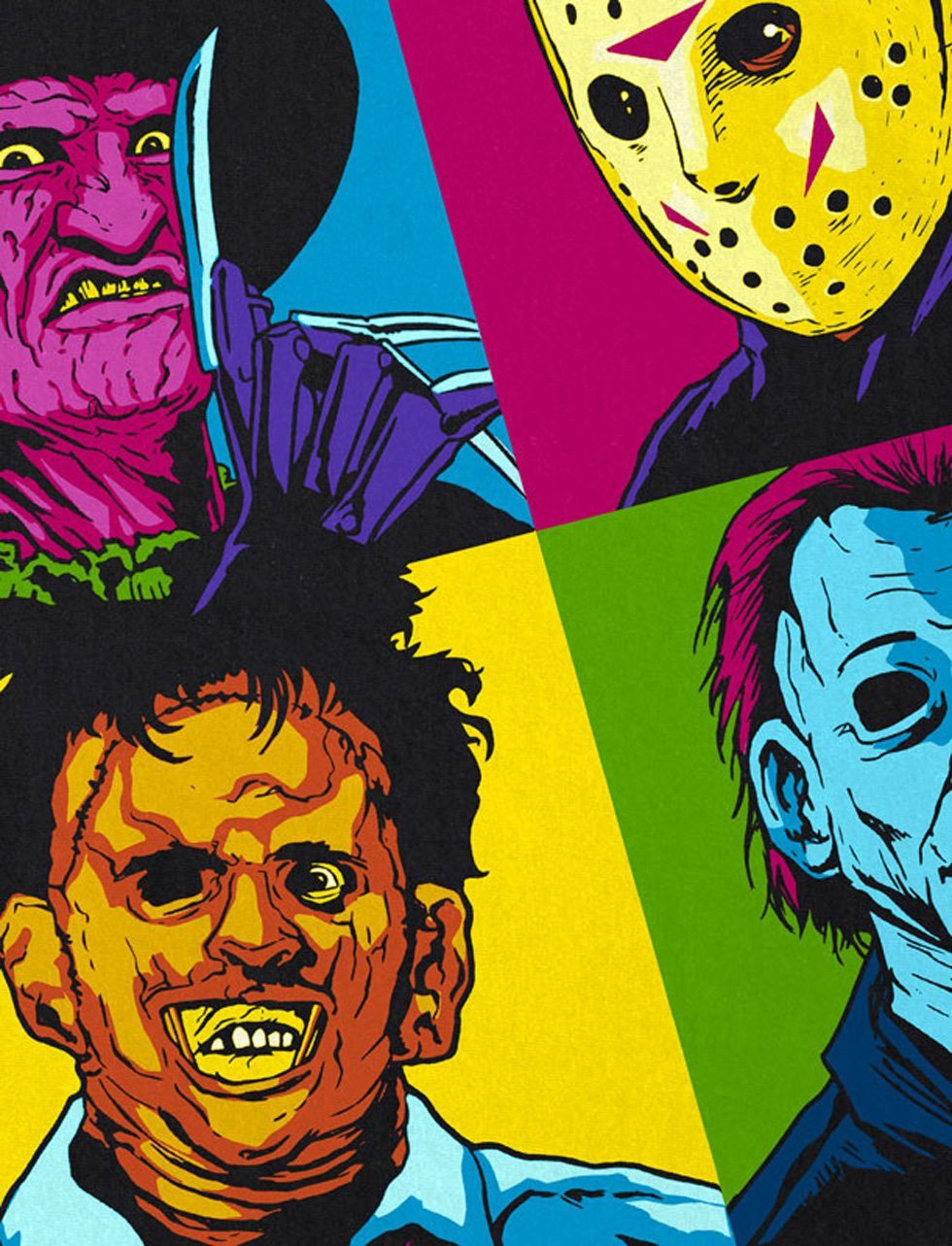 style3 T-Shirt Pop-Art Grusel freddy jason michael leatherface warhol günstig online kaufen