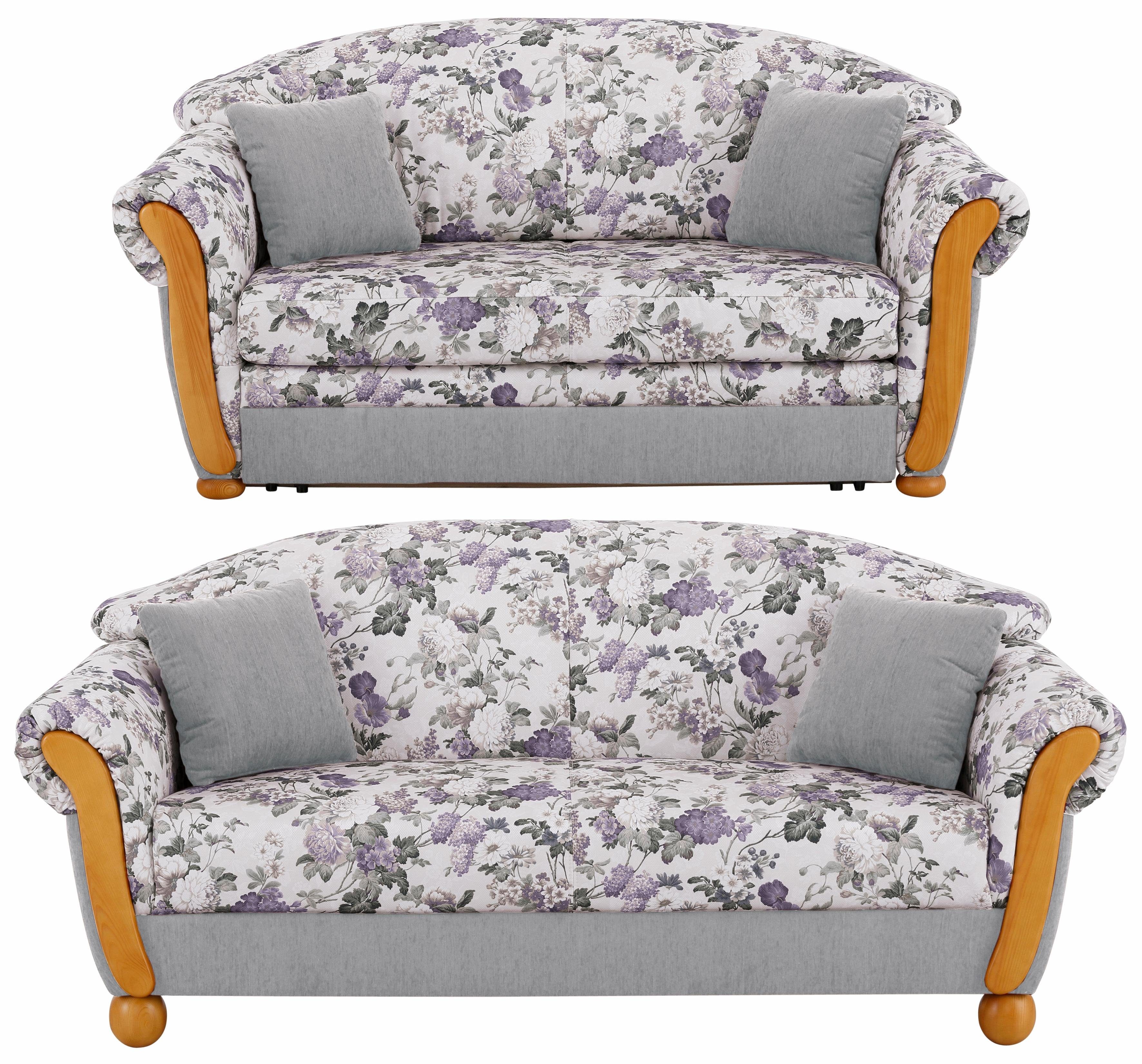 Home affaire Polstergarnitur Milano, bequem durch Federkern, Landhaus Stil, geschwungene Armlehnen, (2-tlg), 2-Sitzer und 3-Sitzer