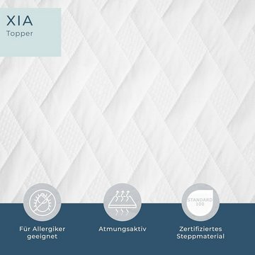 Topper XIA Matratzentopper aus 3 Schichten, Essence Sleep, 5 cm hoch, Topper in 90 x 200, 140 x 200, 160 x 200. Abnehmbarer Reisverschluss