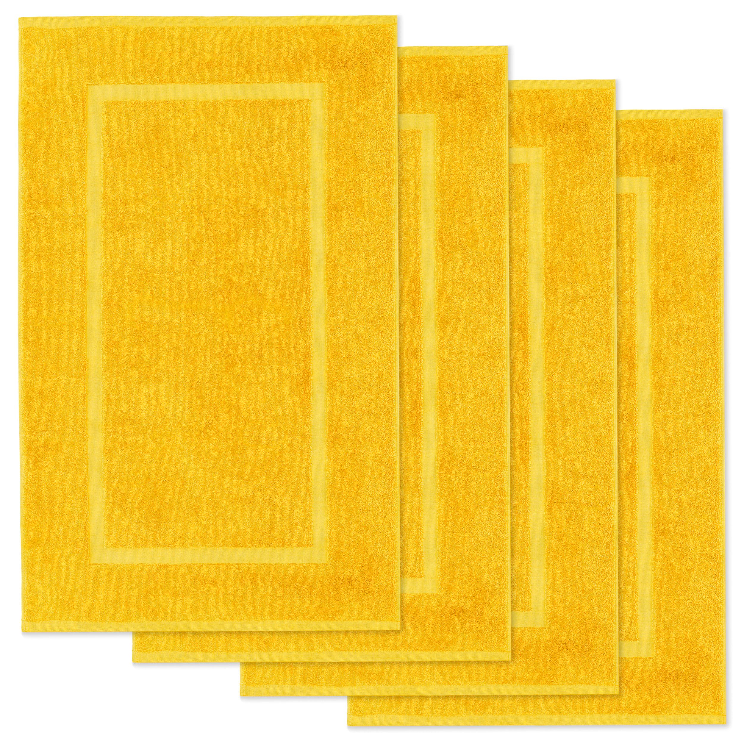 Lavea Badematte 4er Set Badeteppiche Elena Frottee 50x80 cm Badvorleger, 100% Baumwolle, 500 g/m² Frottier, weich & saugstark, pflegeleicht