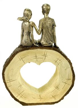 G. Wurm Dekofigur Liebespaar auf Sockel Herzform bronzefarben 28 cm