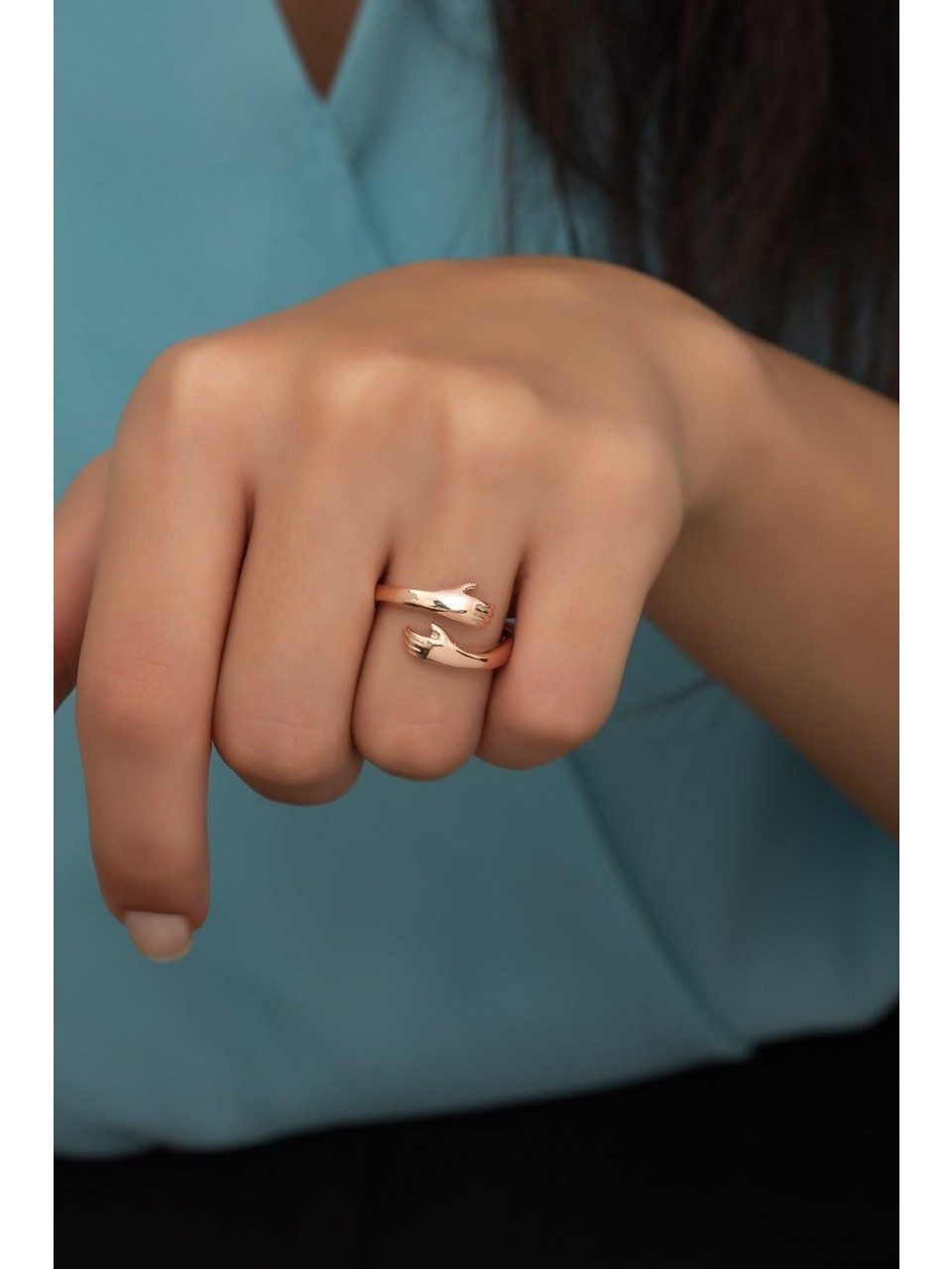 Nisan Silberring, 925 Sterling Silber Ring – Verstellbar, Symbol „Umarmende günstig online kaufen