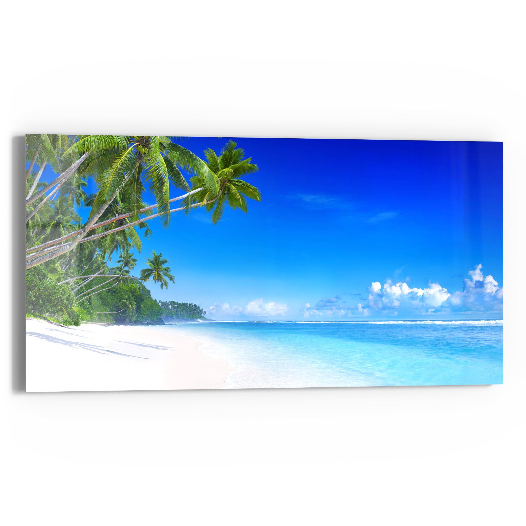 DEQORI Glasbild 'Palmen am Sandstrand', 'Palmen günstig online kaufen