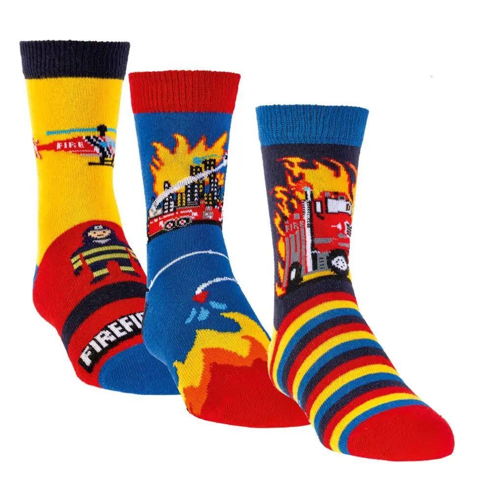 Socks 4 Fun ABS-Socken Socks 4 Fun ABS Kinder Socken Feuerwehr 3-er Bündel (3-er Bündel, 3-Paar, 3 Paar) lustiges Design