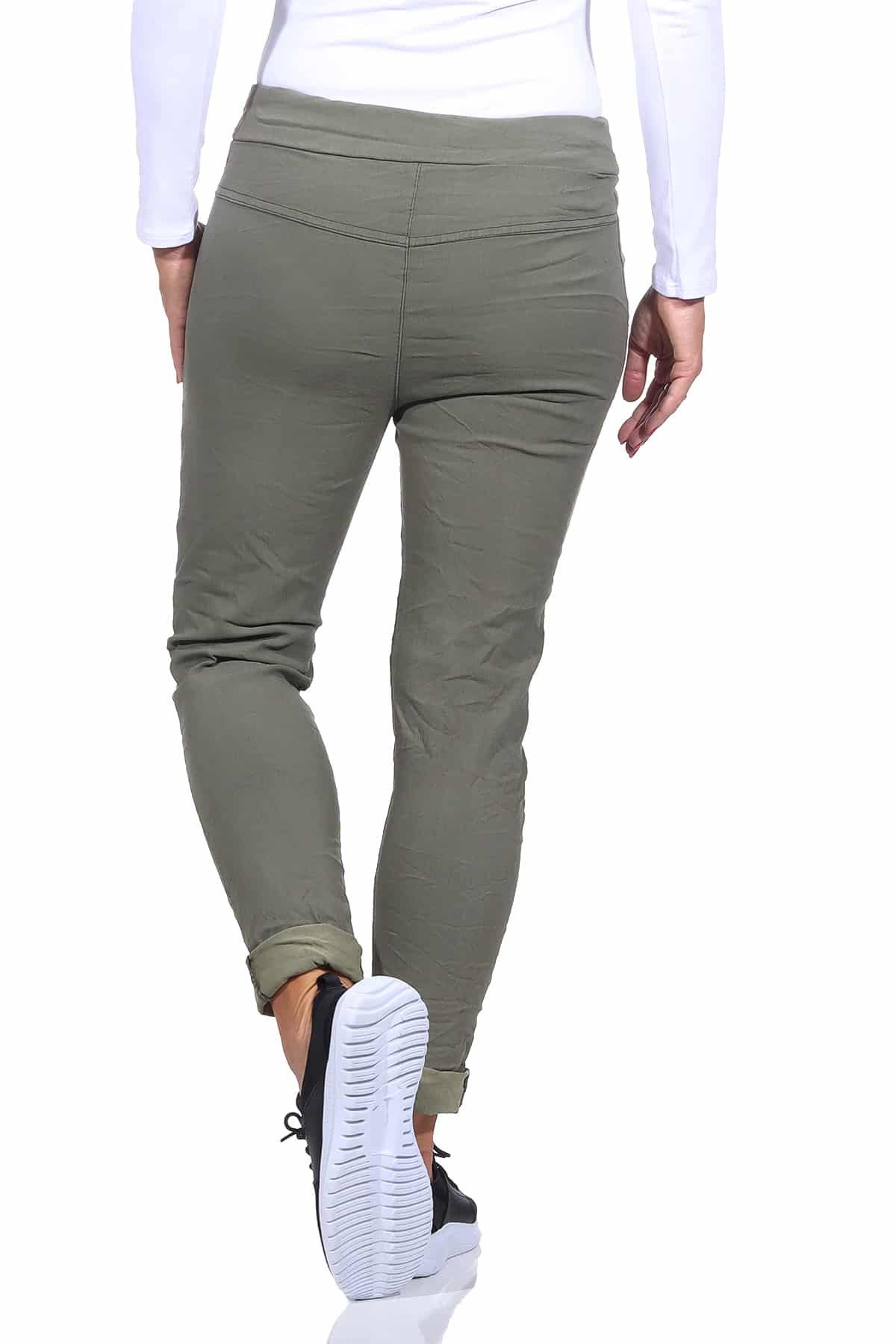 OriginalYou Schlupfhose Damen Freizeithose mit Stretch Schlupfhose Knitterlook Chino Pants in Größe 36-48 erhältlich, moderner Knitterlook, elastischer Bund