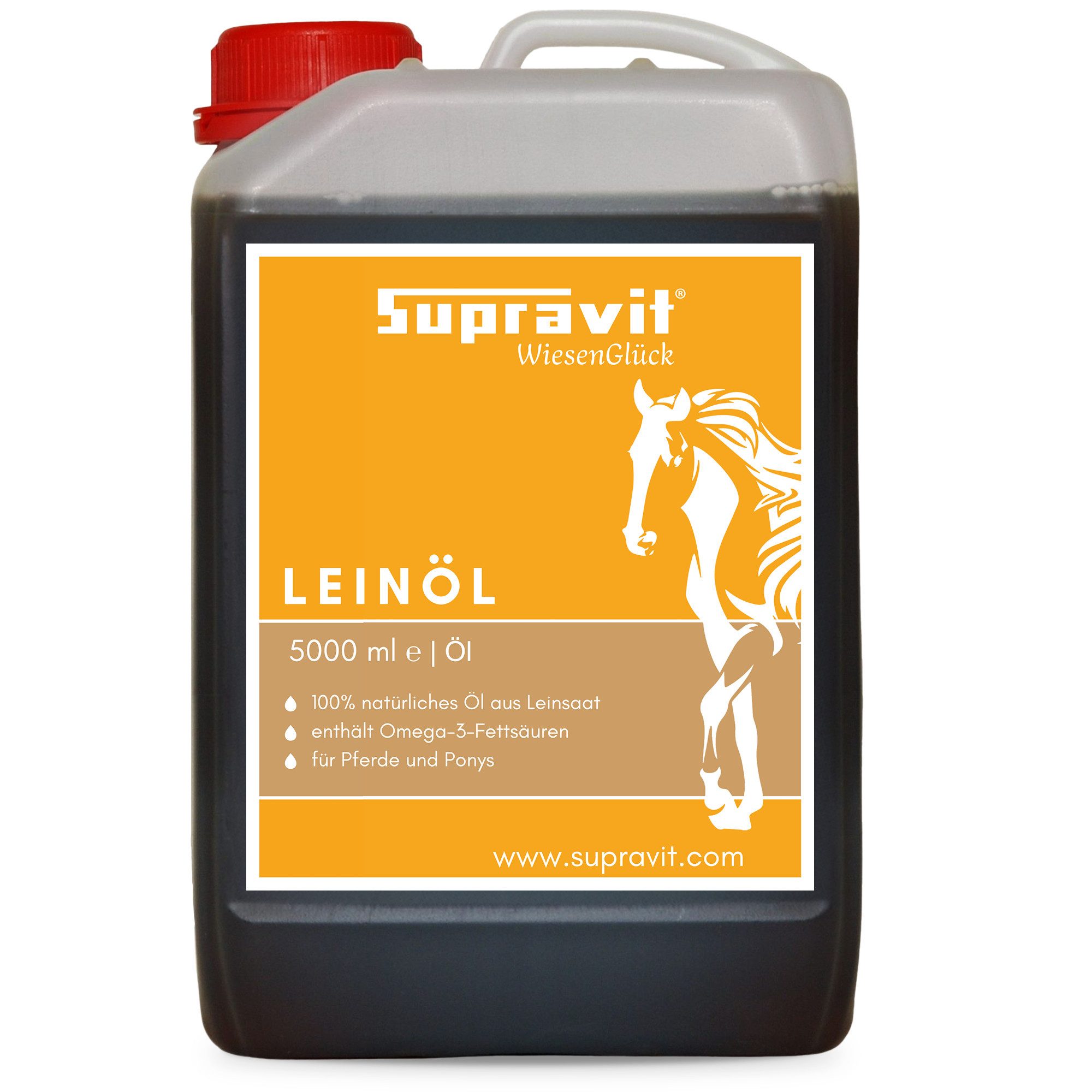 Supravit Leinöl Liquid für Pferde 5 Liter - 100% natürliche Unterstützung, Nahrungsergänzungsmittel für: Pferd