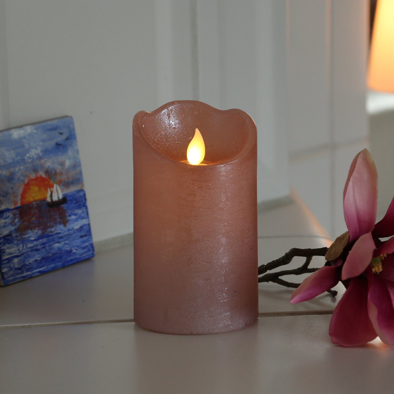 MARELIDA LED-Kerze »LED Kerze TWINKLE Echtwachs bewegliche Flamme H: 12,5cm Timer  rosa für Innen« online kaufen | OTTO