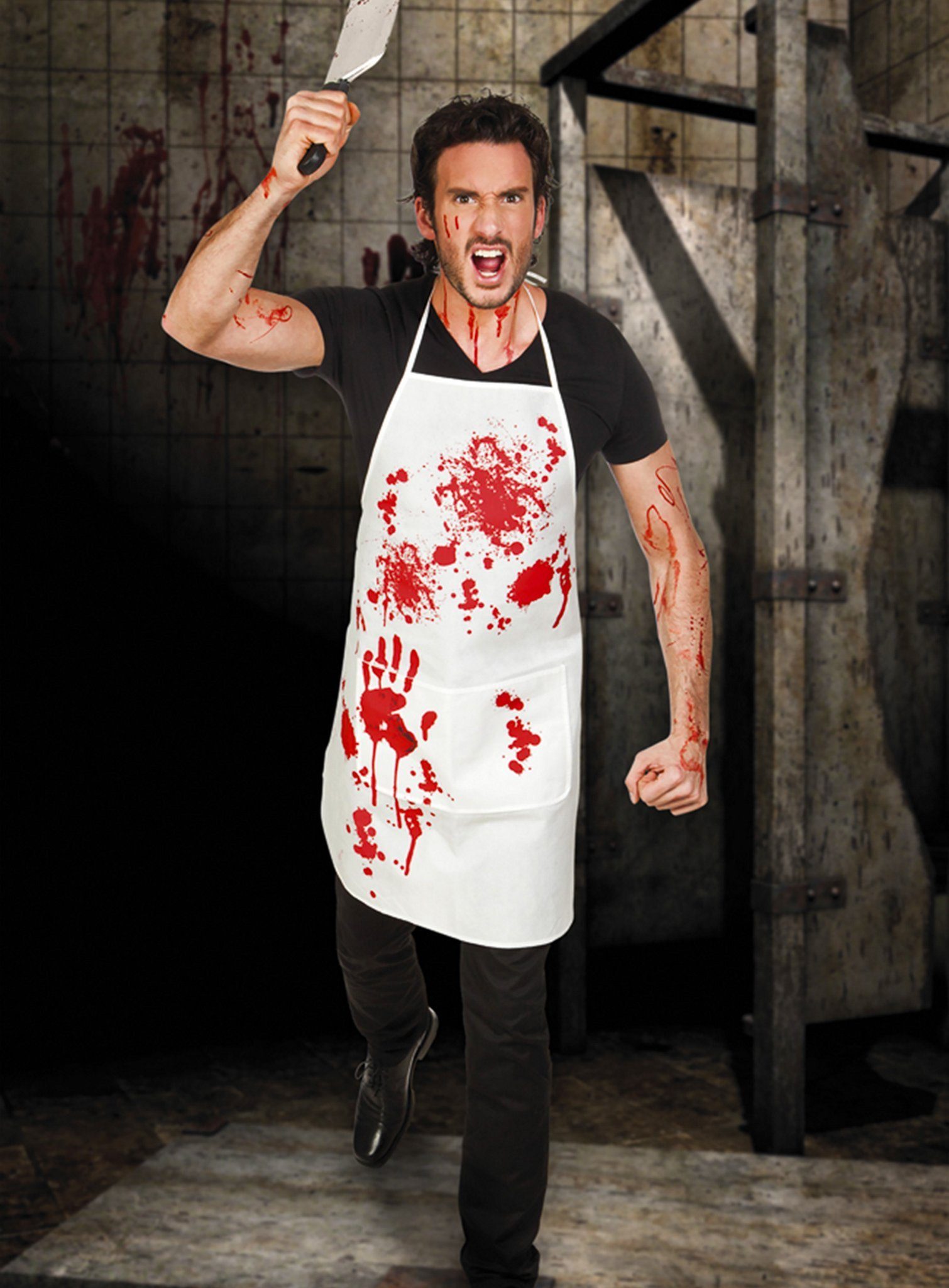 Boland Kostüm Blutige Schürze - Halloween Kostüm Herren Damen, Schutzkleidung hilft, wenn's am Arbeitsplatz mal wieder dreckig wird