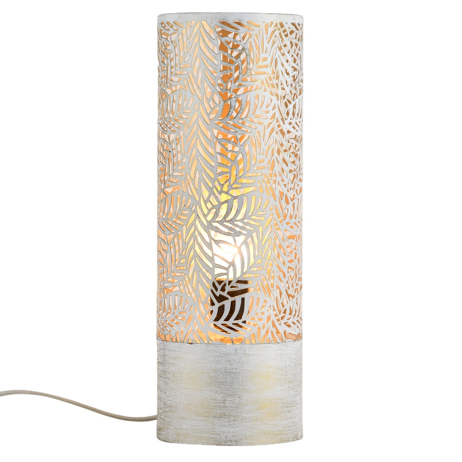 Marrakesch Orient & Mediterran Interior Nachttischlampe Boho Deko Tischlampe Nachttischlampe Lampe Verdure Gross Weiss, E27