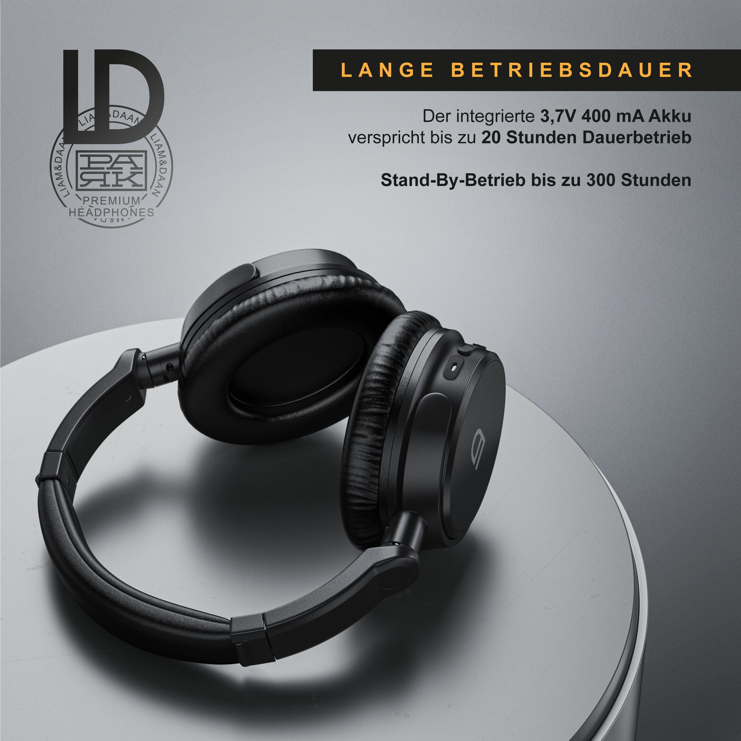 LIAM&DAAN Wireless (Bluetooth, 3,5mm kabelloses & Headphone Headset, Akku Bluetooth-Kopfhörer mit On-Ear AUX) BT