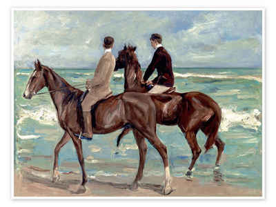 Posterlounge Poster Max Liebermann, Zwei Reiter am Strand, Malerei