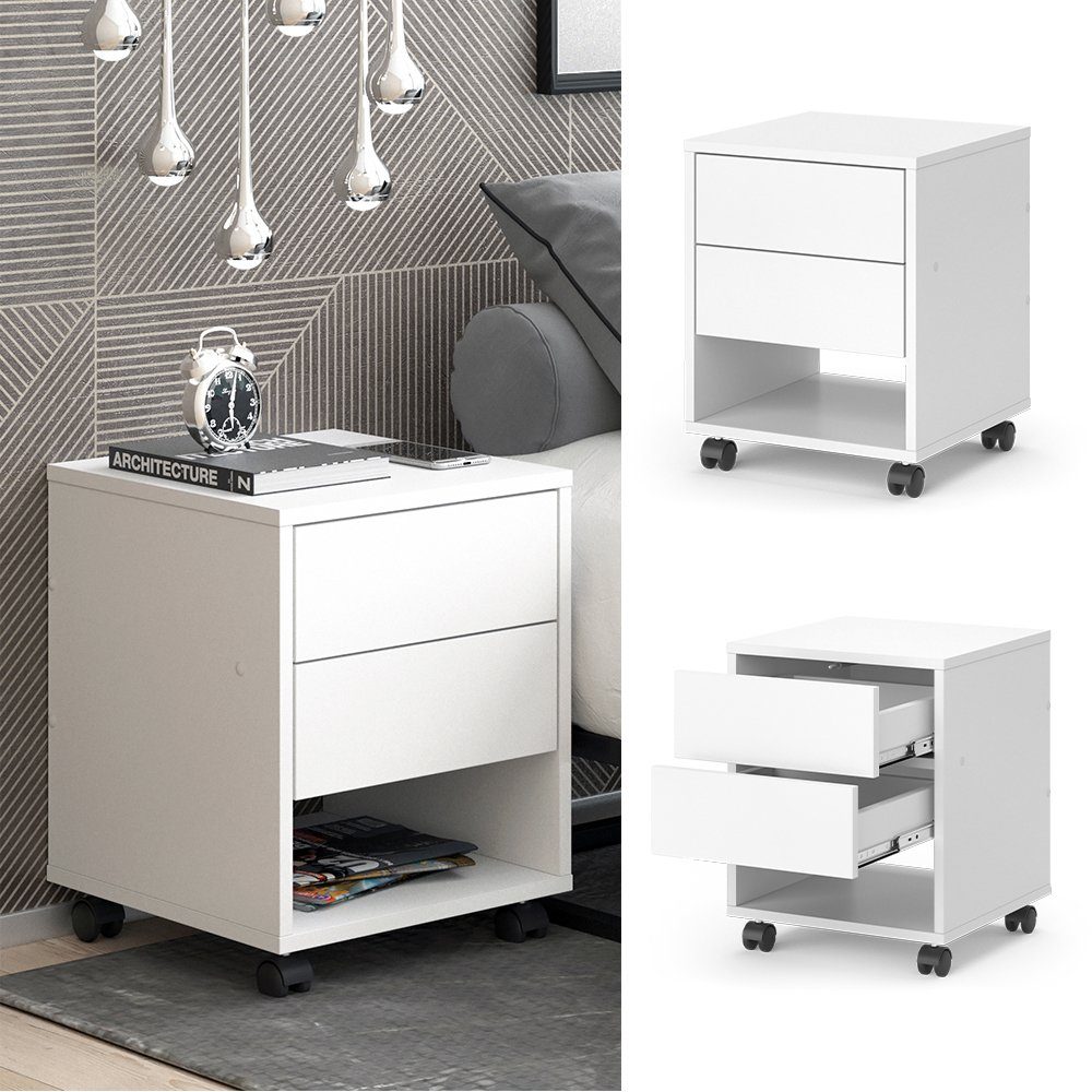 Vicco Rollcontainer Jons, Weiß, 37 x 37 cm mit 2 Schubladen günstig online kaufen