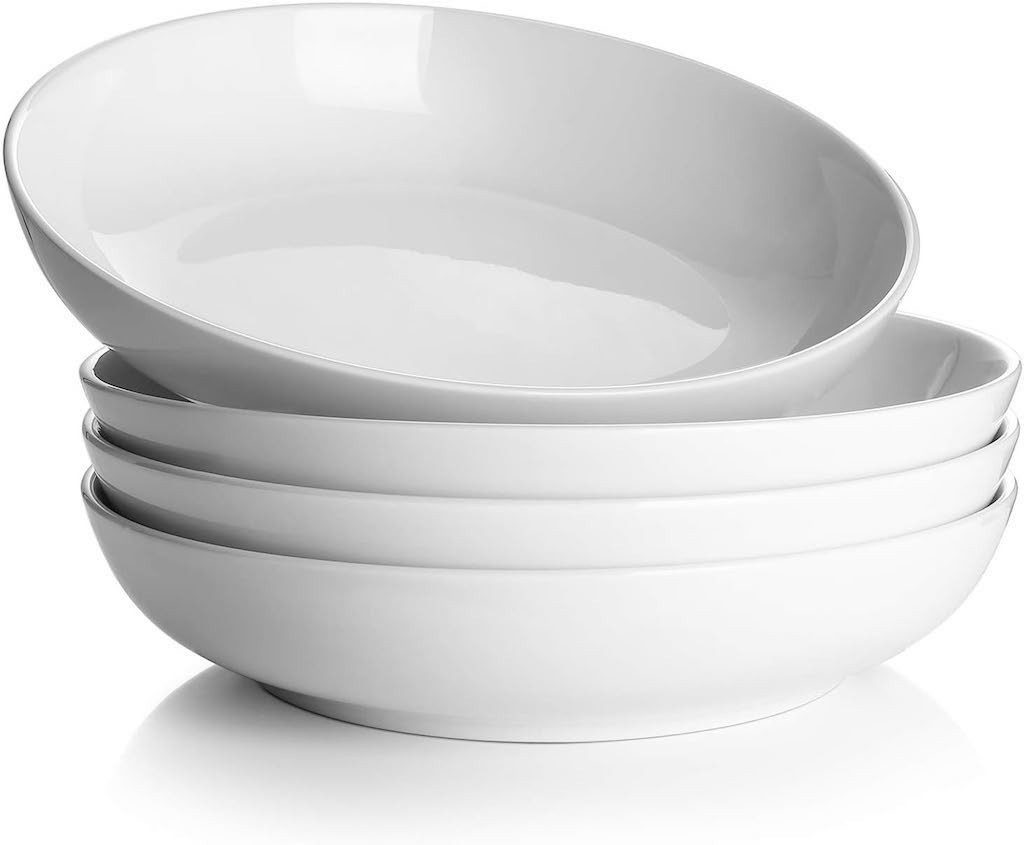 Dowan Тарелка обеденная Pastaschalen, Weiße Flache Pasta-Schalen Set von 4