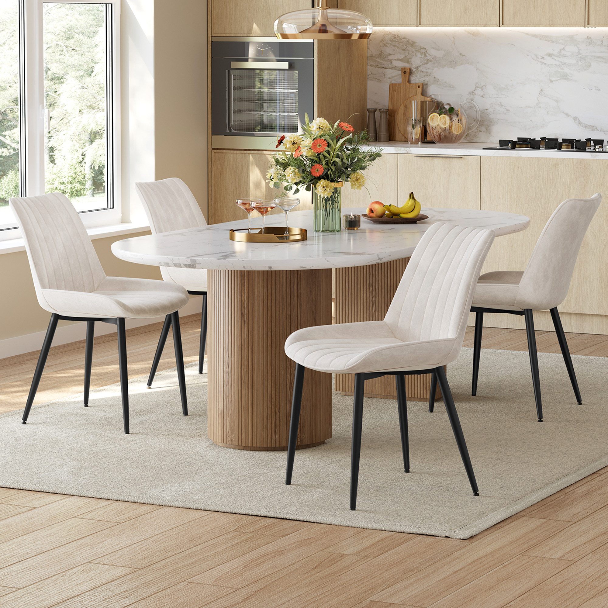SONGMICS Esszimmerstuhl Stuhlset – Polsterstühle, Moderner Küchenstuhl. Samt (4 St), Küchenstuhl, Samt,Polsterstuhl, bis 120 kg, ERGONOMISCHES DESIGN
