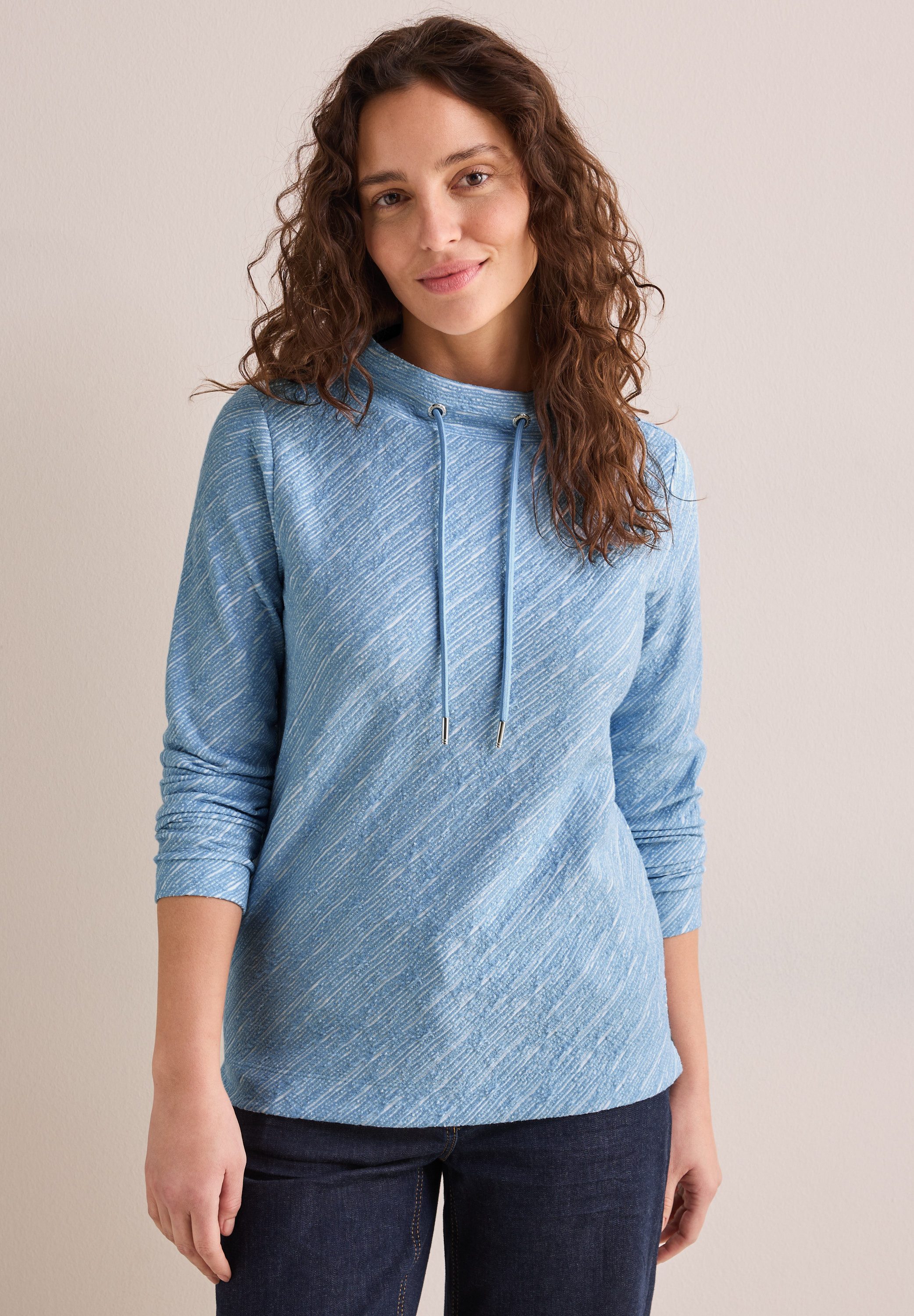 CECIL Langarmshirt aus elastischem Materialmix günstig online kaufen