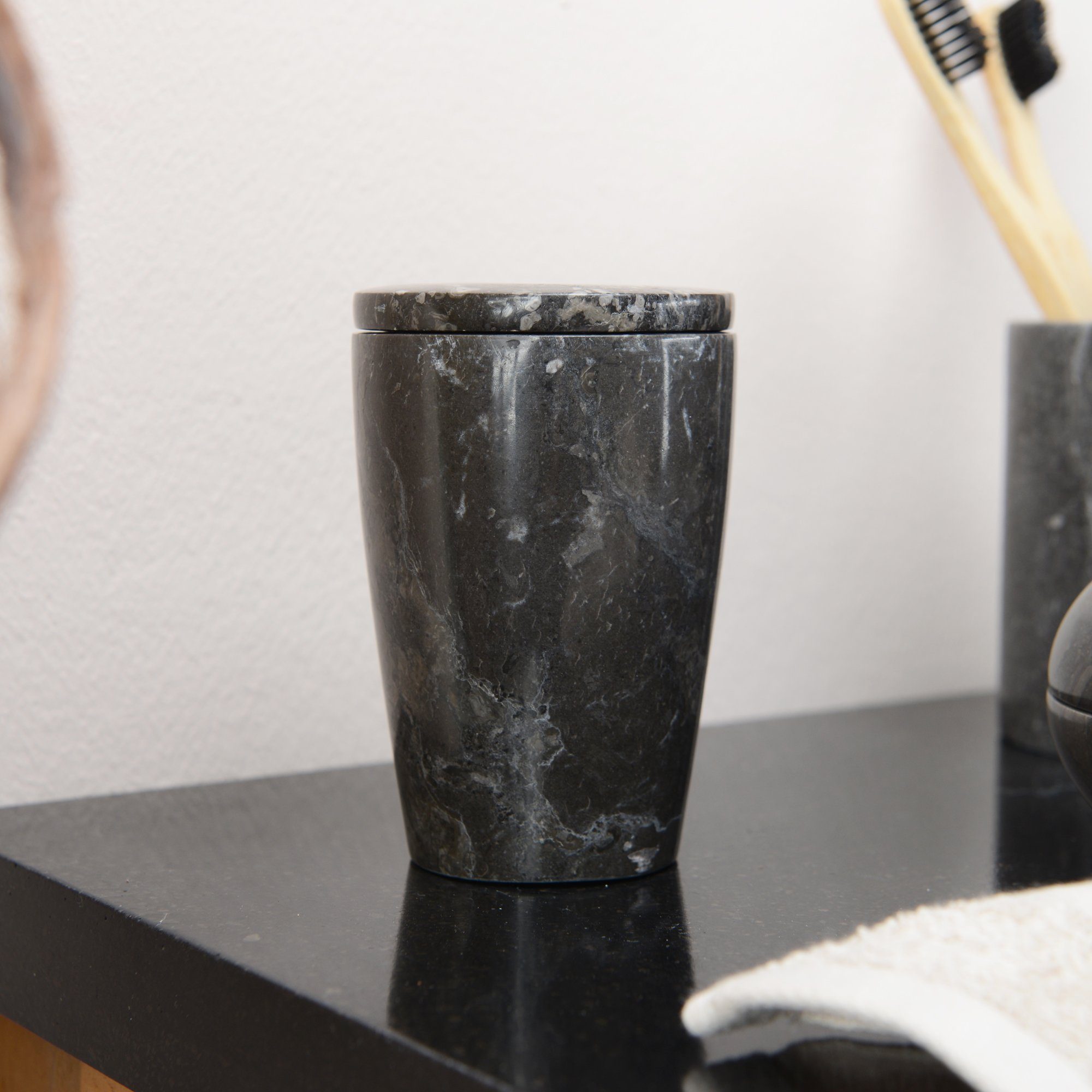 wohnfreuden Aufbewahrungsdose Marmor Aufbewahrungsdose mit Deckel anthrazit