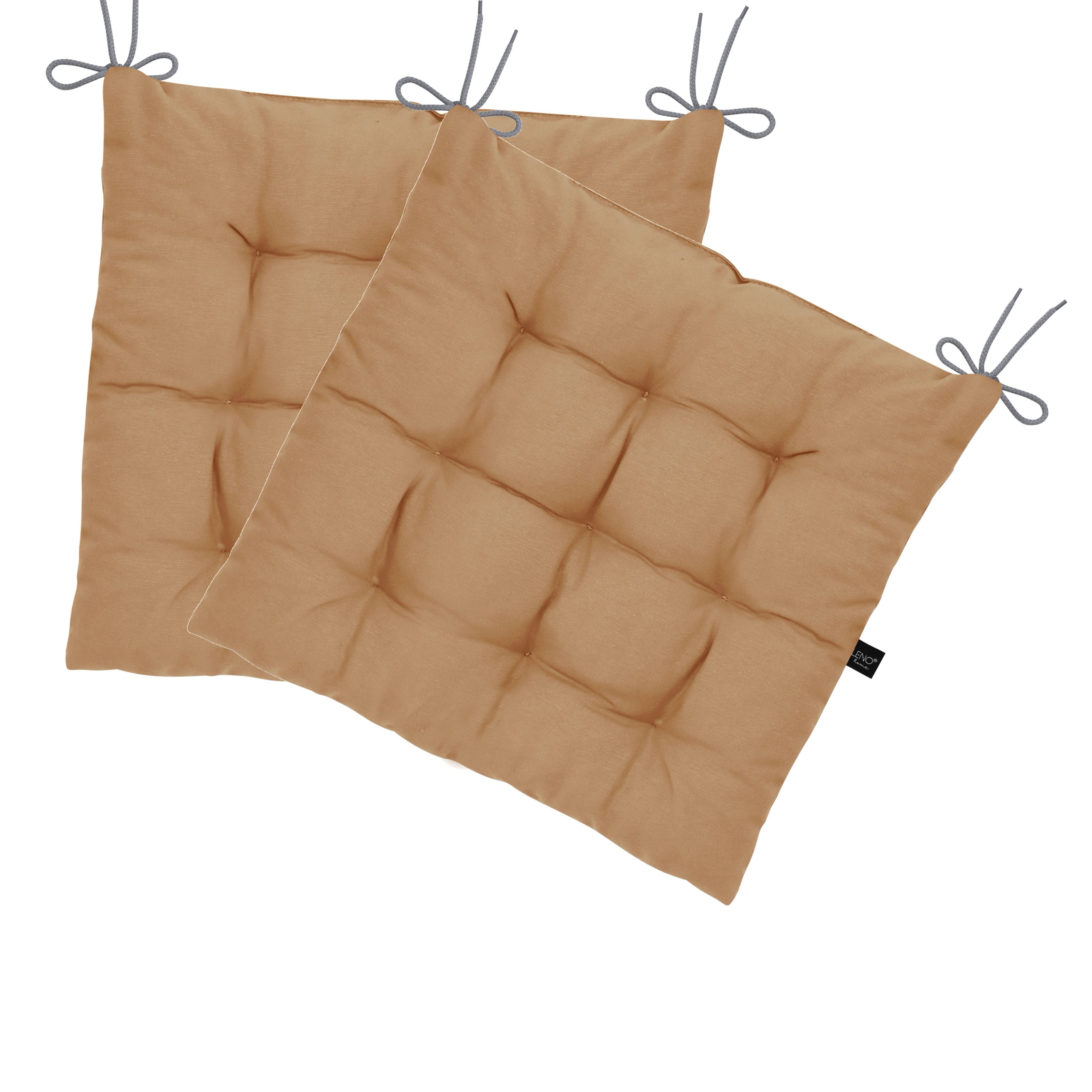LILENO HOME Stuhlkissen Sitzkissen für Gartenstuhl, Küchenstuhl oder Esszimmerstuhl 40x40x6 cm, Bequeme Indoor u. Outdoor Stuhlauflage als Stuhl Kissen Caramell