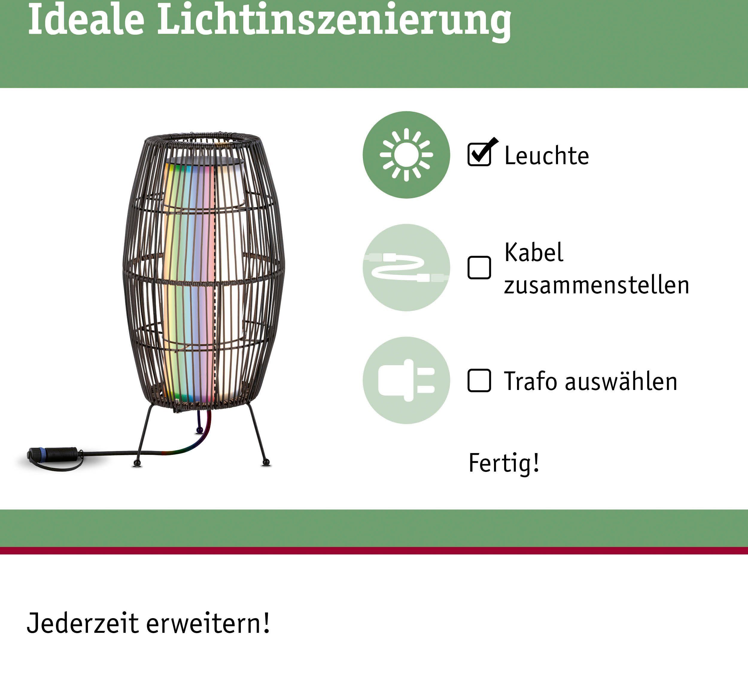 Paulmann LED Gartenleuchte Outdoor Plug ZigBee ZigBee Warmweiß, IP44 LED integriert, fest 40 RGBW Shine Basket IP44, RGBW &