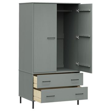 furnicato Kleiderschrank OSLO Metallbeine Grau 90x55x172,5cm Massivholz (1-St)