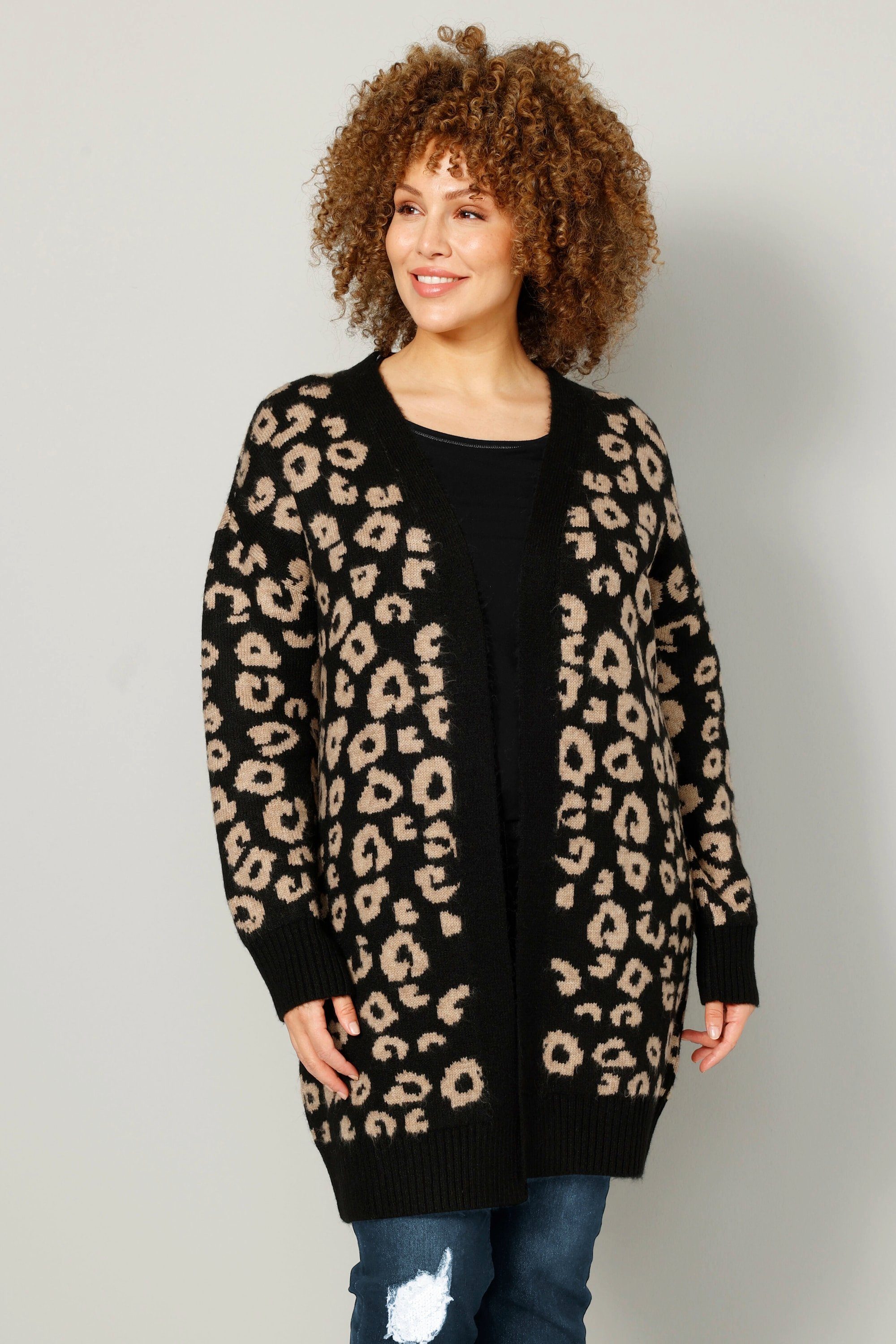 MIAMODA Strickjacke Strickjacke Leomuster offene Form günstig online kaufen