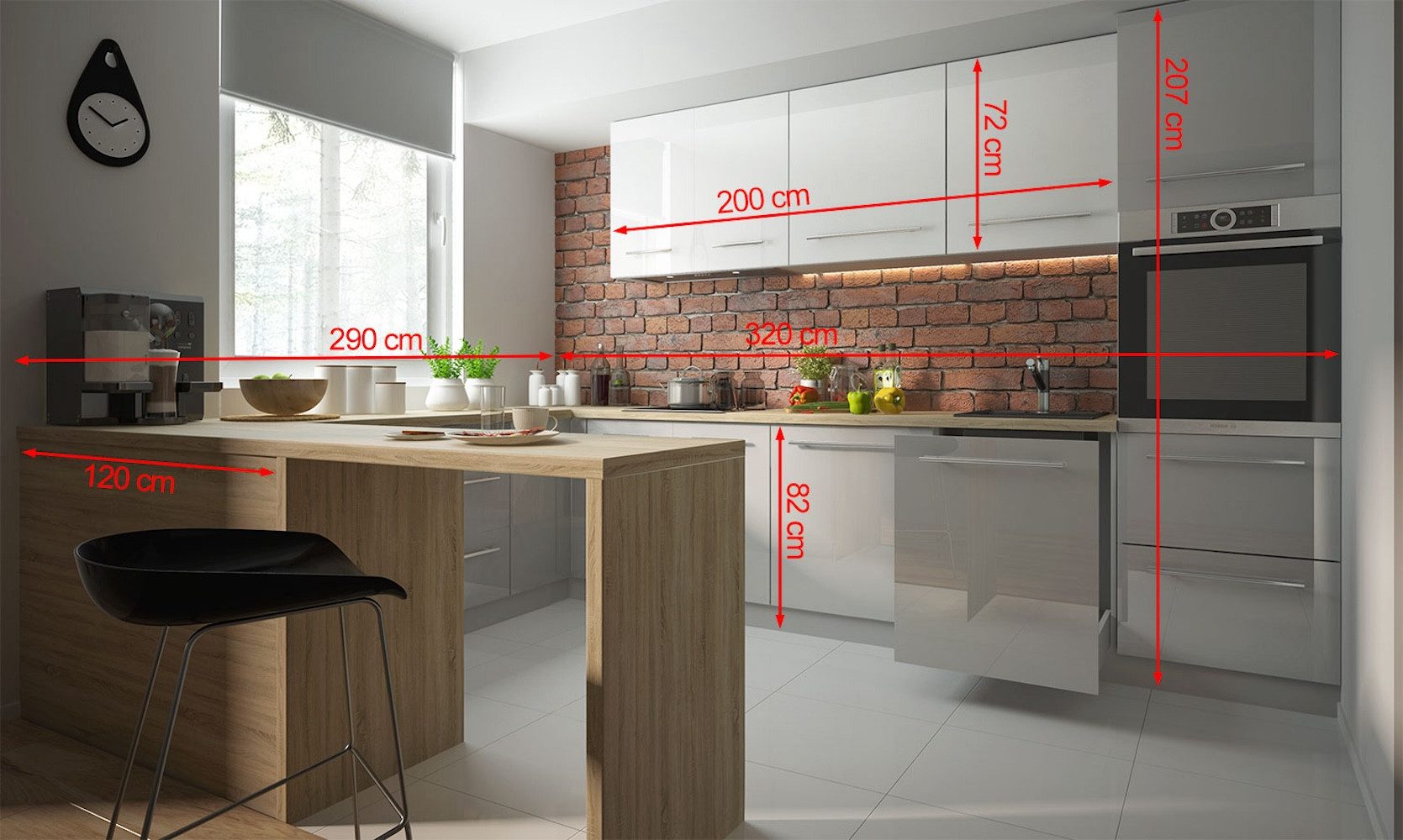 Feldmann-Wohnen Winkelküche Essen, (Schubladen mit Teilauszug + Selbsteinzug (Blum Metabox), 120x290x320cm U-Form grau matt / grau Hochglanz + weiß Hochglanz