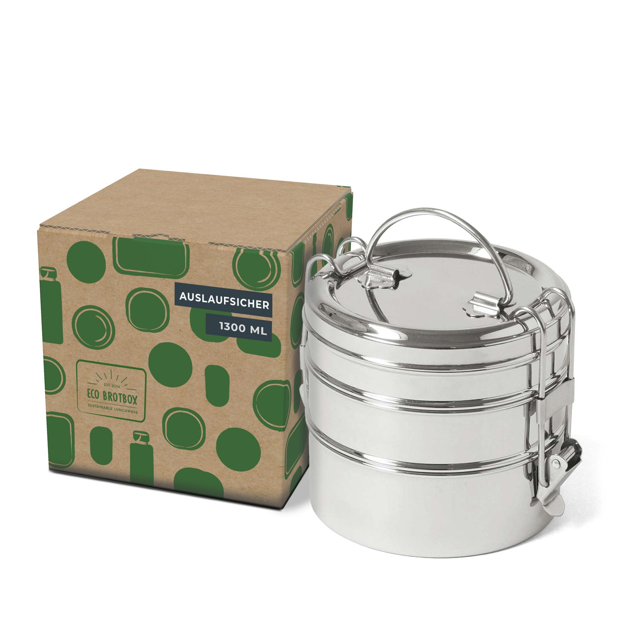 ECO Brotbox Lunchbox Tiffin Swing+, Edelstahl, auslaufsicher, spülmaschinengeeignet, plastikfrei