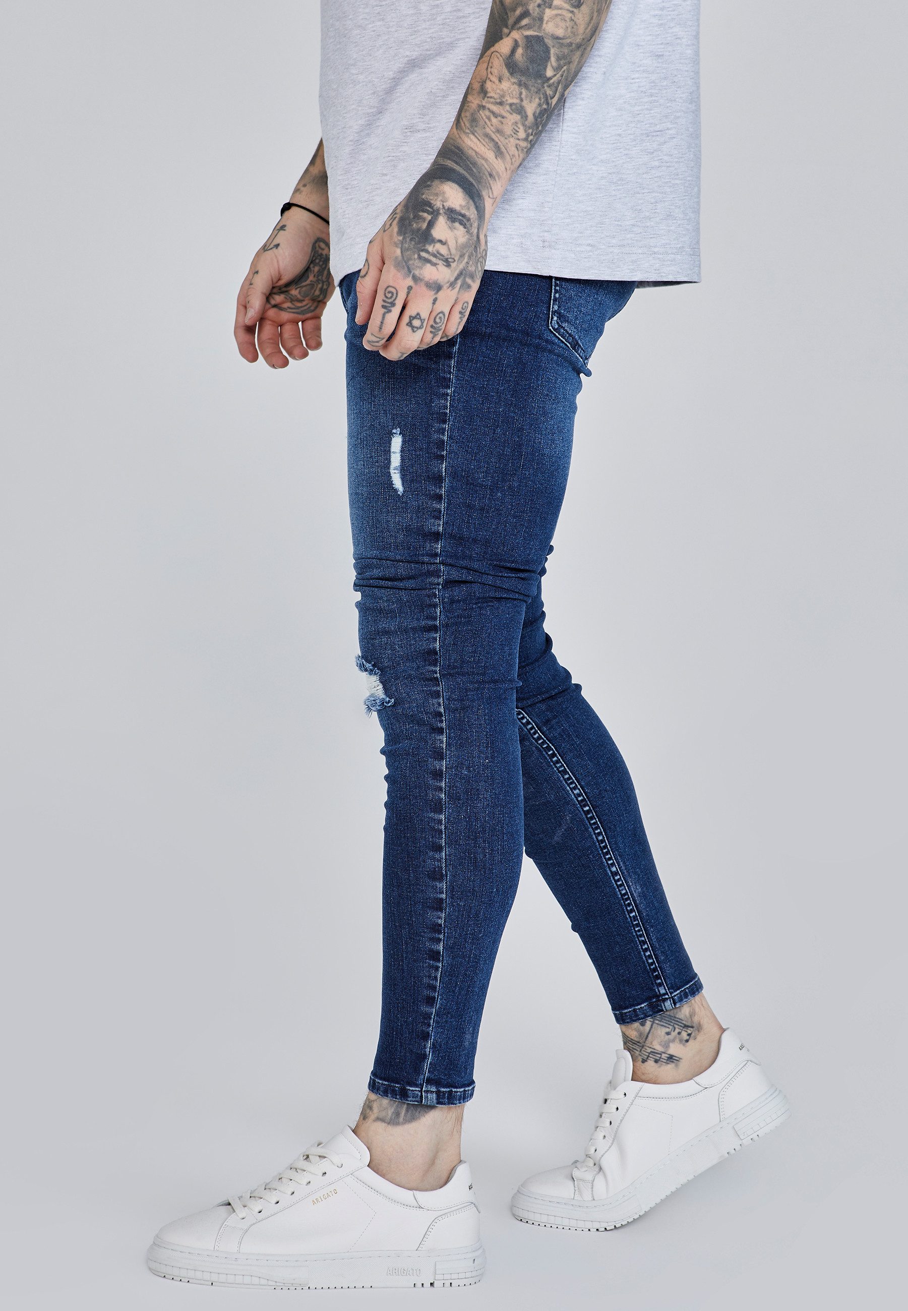 Siksilk Skinny-fit-Jeans SikSilk Herren Blaue Distressed Skinny Jeans