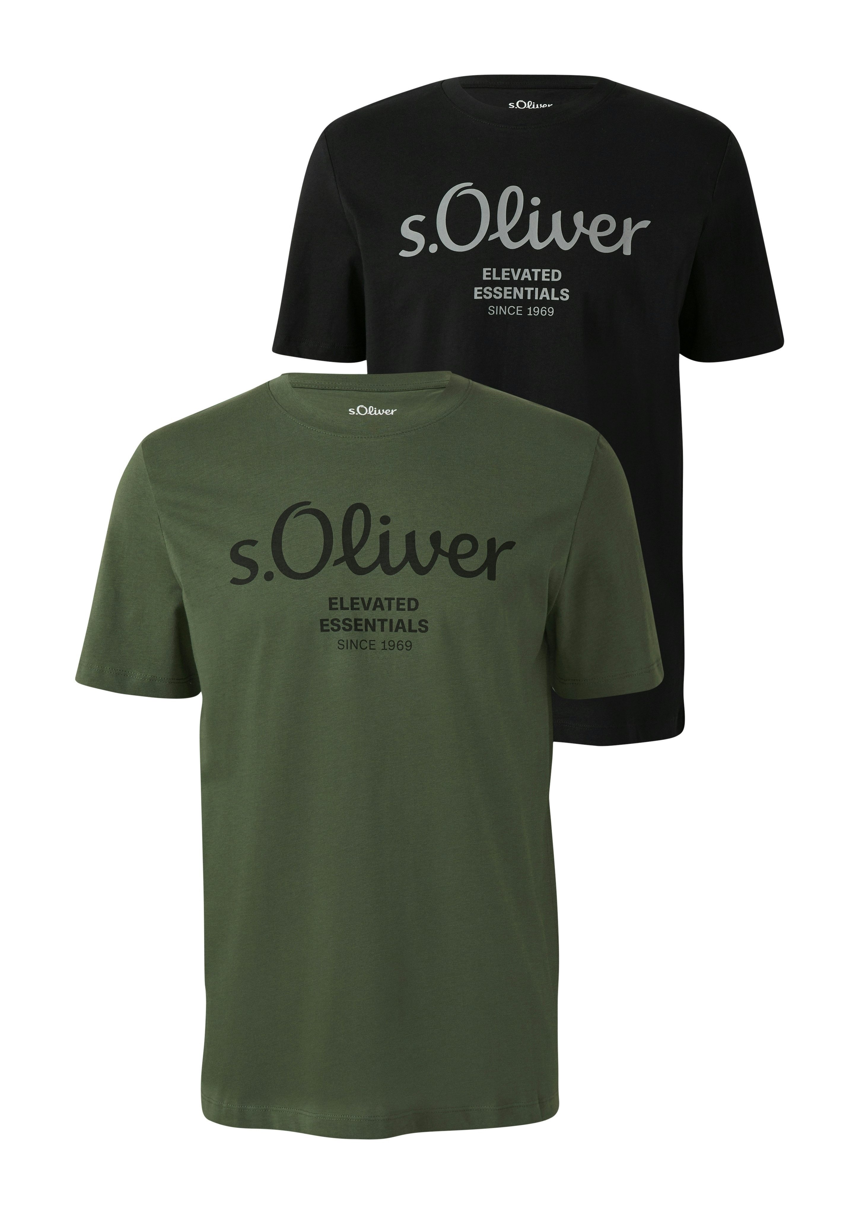 s.Oliver T-Shirt (2-tlg) mit großen Logo-Print, im 2er Pack