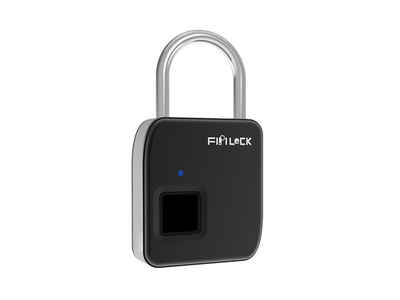Hyrican Smart-Home-Vorhängeschloss Smart Lock, Fingerabdruck, Fahrradschloss, biometrisch, Zinklegierung, (1-tlg), USB Typ-C, schwarz/silber