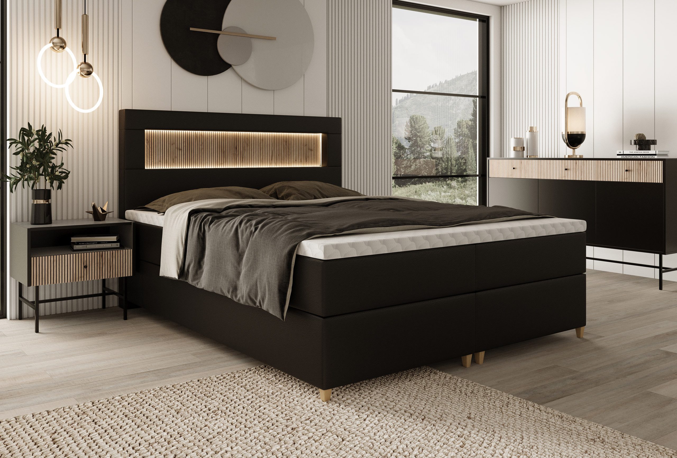 wonello Boxspringbett Espoo 2, mit LED-Beleuchtung, günstig online kaufen