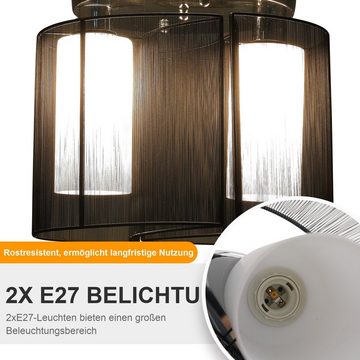 HOMCOM Deckenleuchte, E27, vintage 2 x E27-Fassung Deckenlicht Lampe 40W Schwarz
