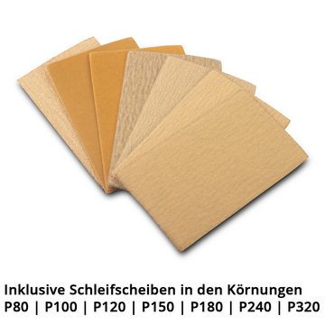 STAHLWERK Schleifschwamm Handschleifblock Set, mit P80, P100, P120, P150, P180, P240, P320 Körnung, Schleifblock