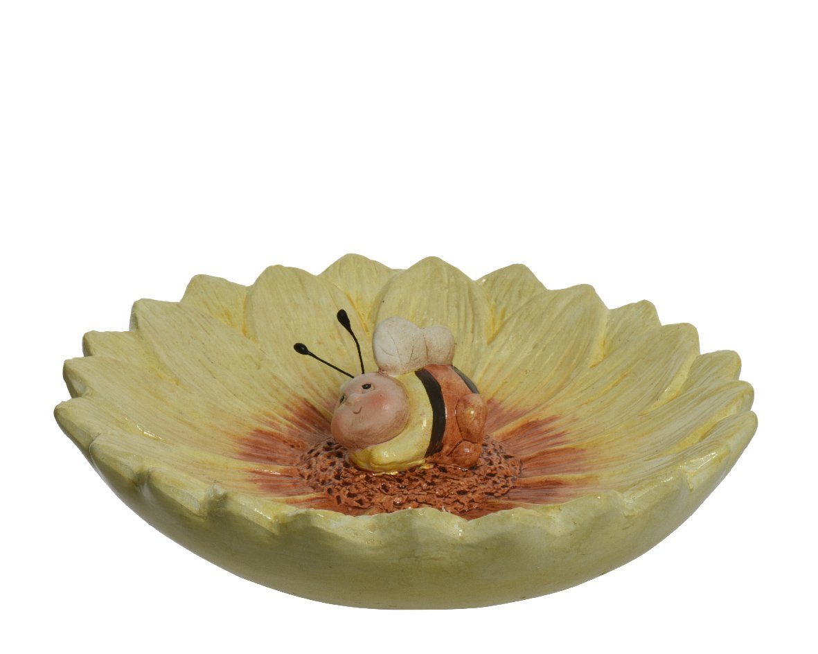 Keramik Biene Decoris 1 Vogeltränke sortiert mit Blume Gartenfigur, Stück decorations gelb 21cm season