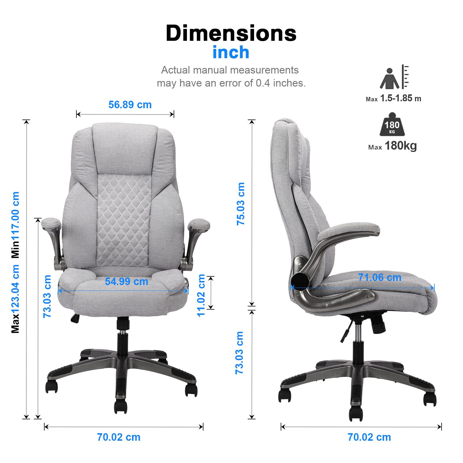 AISALL Bürostuhl Chefsessel, klappbare Armlehnen, verstellbare günstig online kaufen