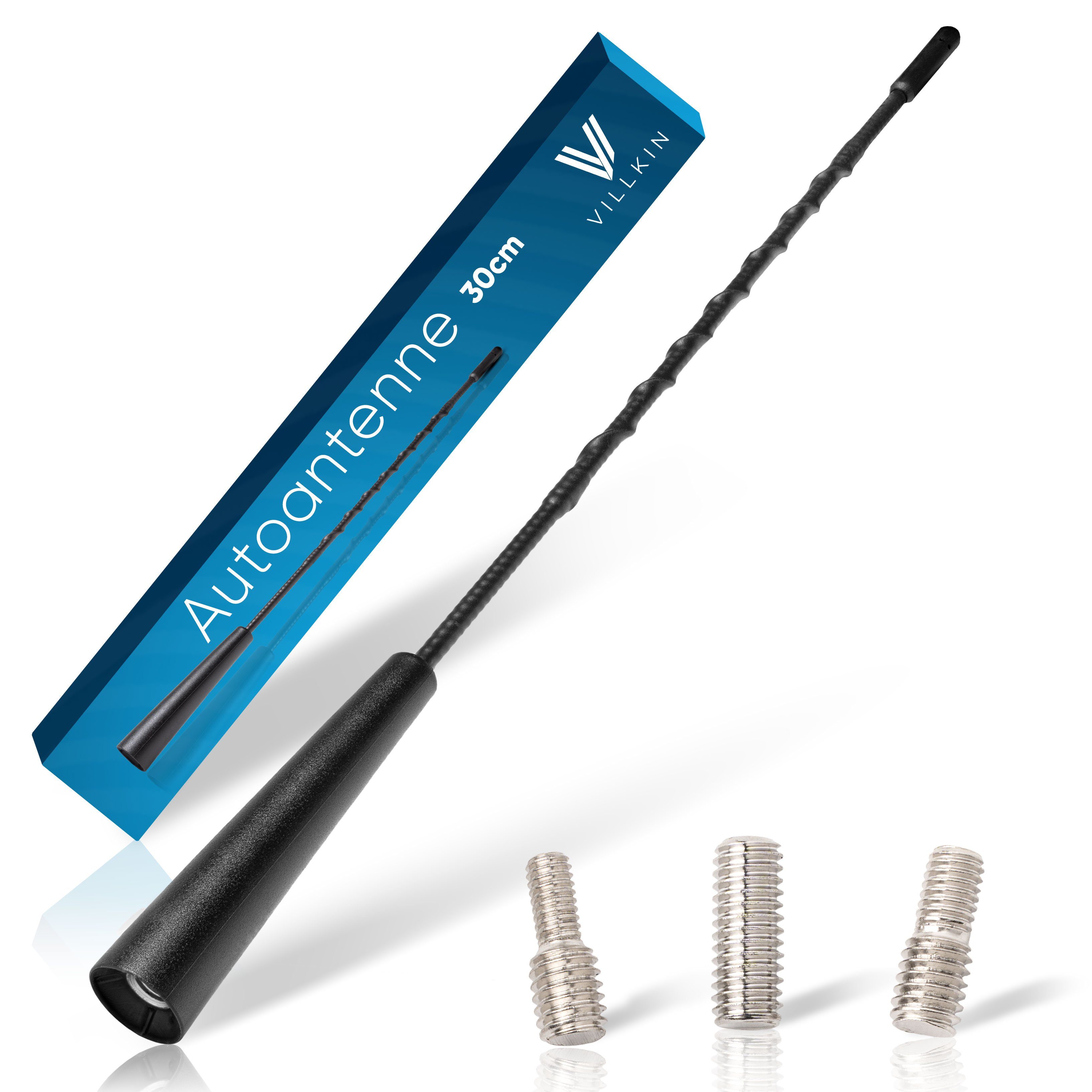 Villkin 30cm Universal Autoantenne, Radioantenne, Antennenadapter, Dachantenne (für Autodachantenne), M4, M5, M6 Gewinde vorhanden
