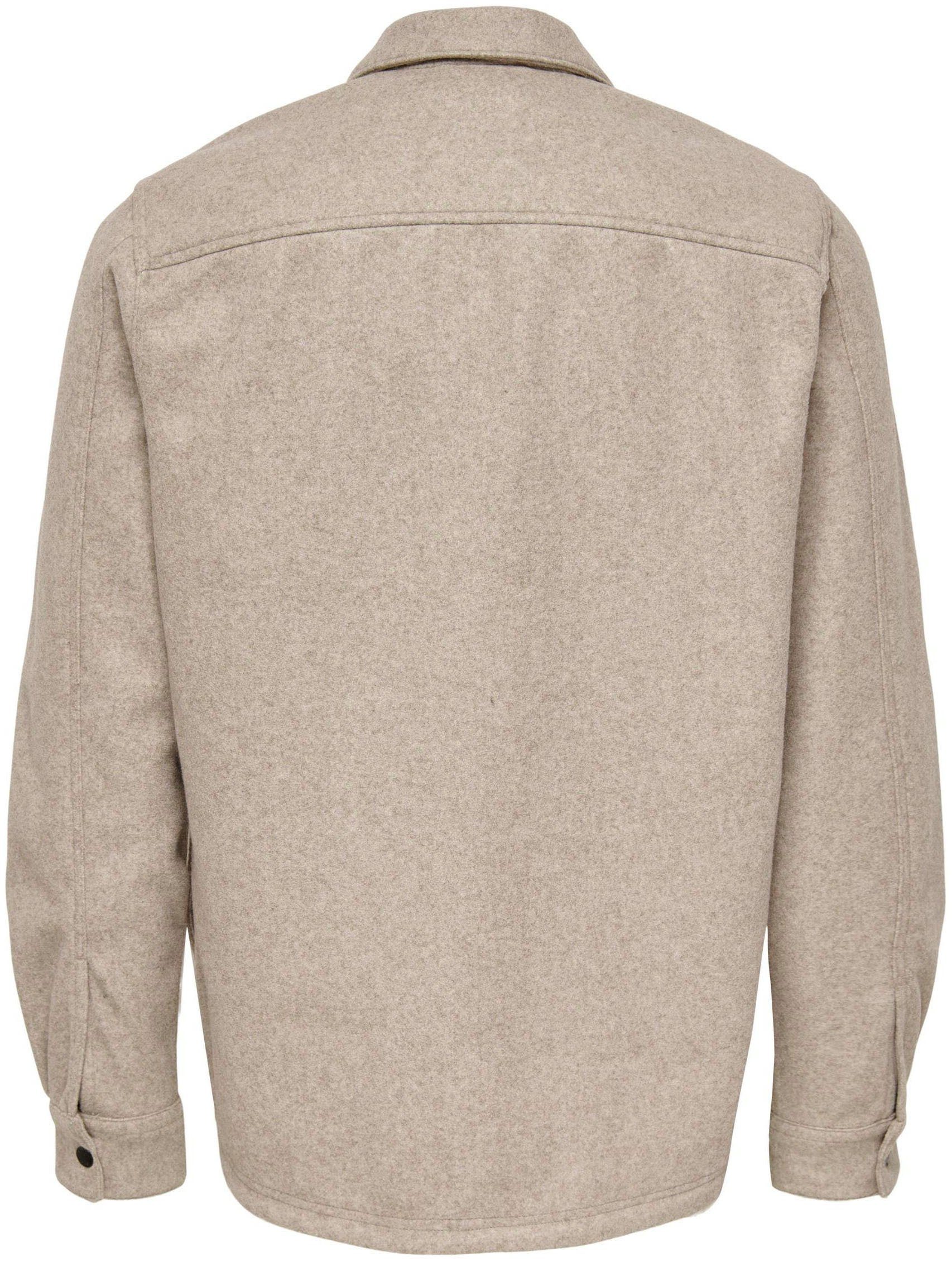 ONLY & SONS Langarmhemd ONSASH OVR WOOLEN LOOK PKT LS SHIRT NOOS Kunstfaser, regular fit